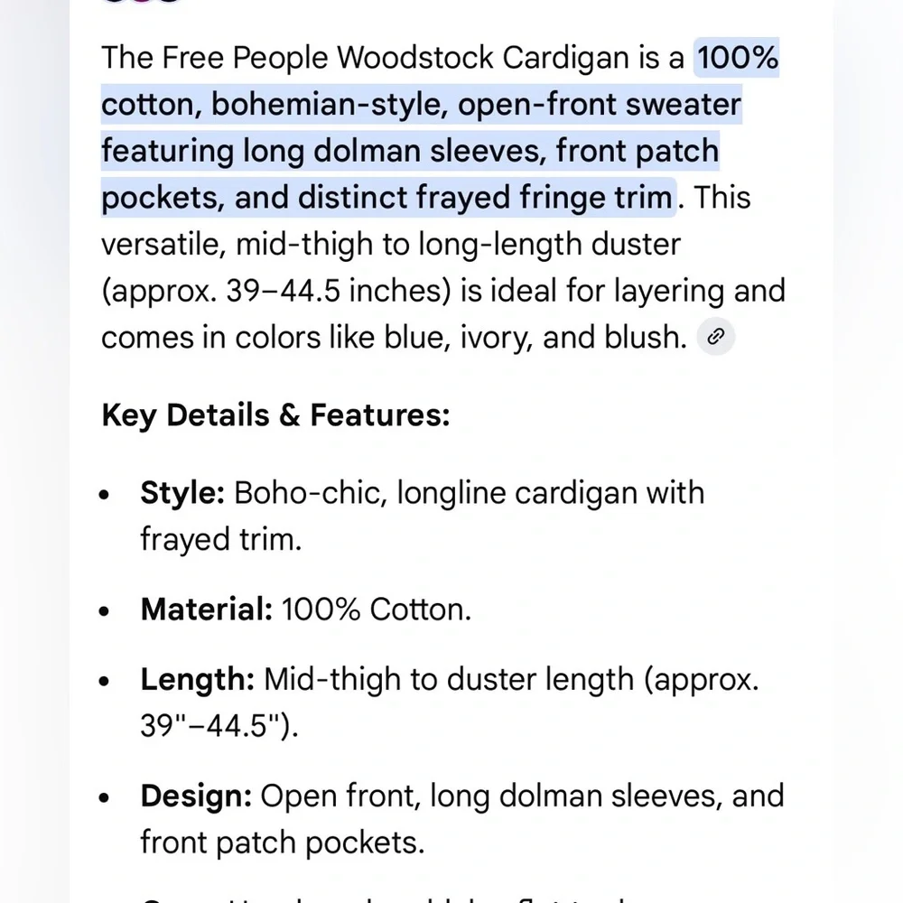 Free People Woodstock Cardigan Blue Open Knit Long Boho Slouchy Cozy Sweater - Picture 13 of 14